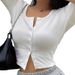 Women's Clothing Women's Slim Fit Long Sleeved T-Shirt European American Style Solid Color Base Layer Shirt Button Cardigan Top For Autumn_ecoleips.com