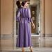Women's Clothing V Neck Long Sleeve Muslim Handmade Beaded Dress_ecoleips.com