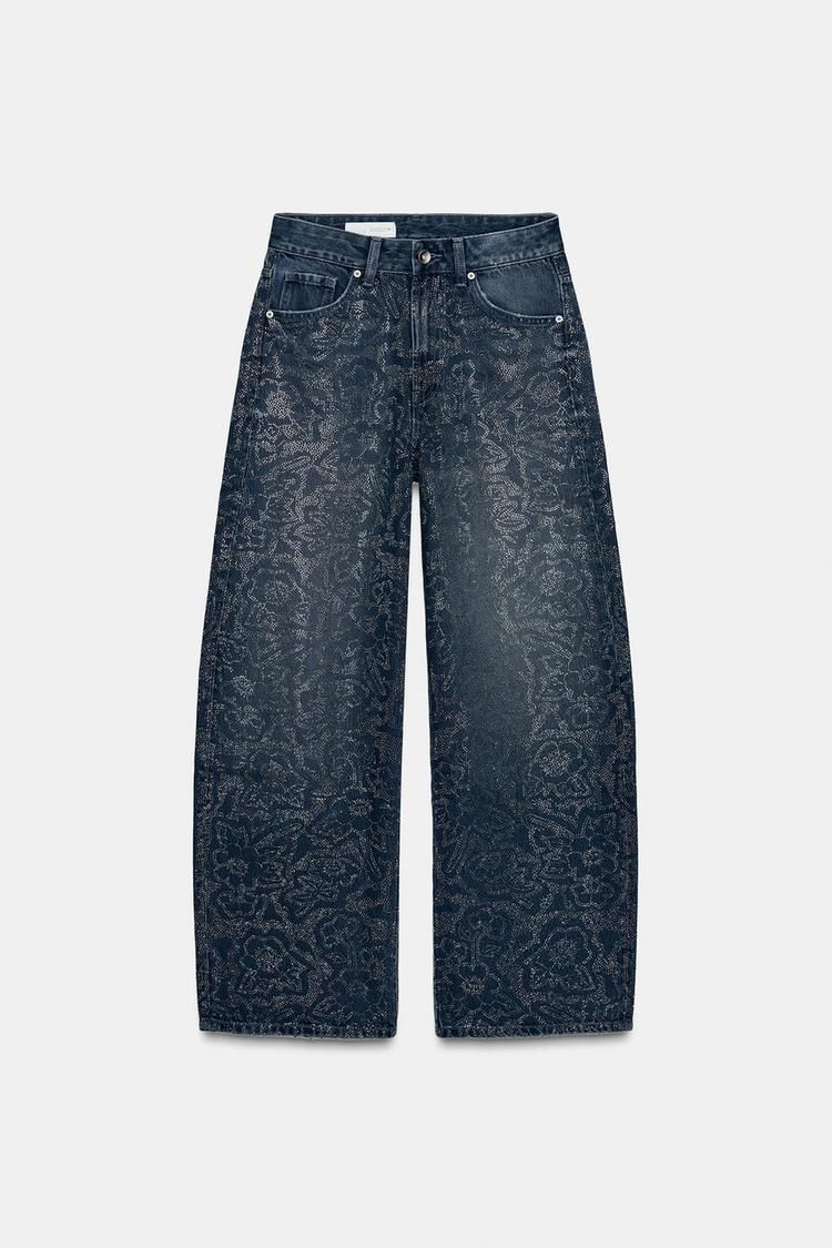 Women's High-Waisted Rhinestone Jeans – Loose Fit Straight Leg Denim Pants (S-XXL, Blue)_ecoleips.com