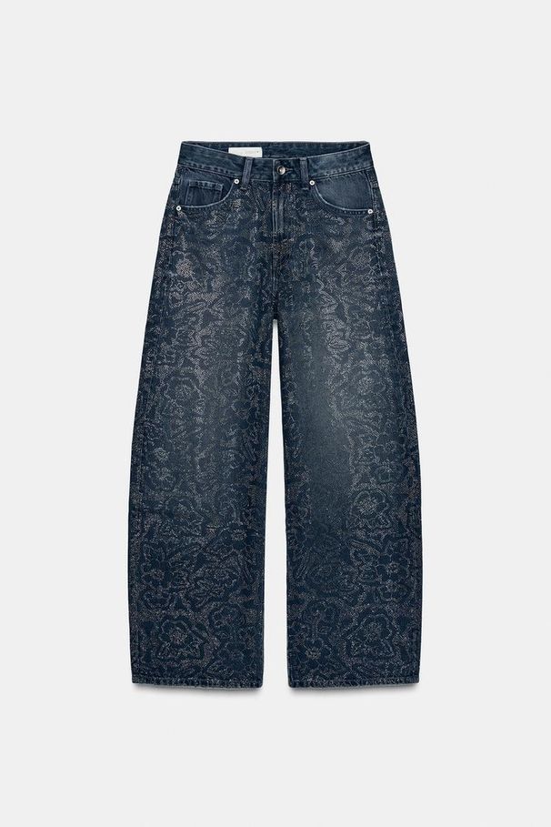 Women's High-Waisted Rhinestone Jeans – Loose Fit Straight Leg Denim Pants (S-XXL, Blue)_ecoleips.com