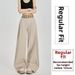 Women's High-Waisted Khaki Casual Pants Lazy Style Slimming Loose Wide Leg Floor-Length Pants Perfect for Summer_ecoleips.com