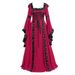 Voya Foreign Trade European American Women's Medieval Costume, Vintage Hooded Dress With Square Neck And Bell Sleeves For_ecoleips.com