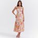 Cross-border Foreign Trade European And American Style Summer New Long Printed Suspender Dress, Off-shoulder Pleated_ecoleips.com