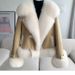 Women’s Faux Fox Fur Short Coat – Trendy Winter Jacket With 3D Embroidery, V-Neck & Plush Collar (M-XL, Beige/Green/Khaki/Pink)_ecoleips.com