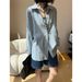 Zhiyu Textured Loose Vintage Vertical Striped Versatile Turn-down Collar Shirt For Women 2026 Spring/Summer New Style_ecoleips.com