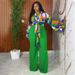 Women's Clothing Suit Autumn Large Size Printed Trumpet Sleeve Top Wide Leg Pants Two Piece Suit_ecoleips.com