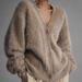 Women's Clothing Luxury Faux Mink Knit Cardigan Women's V-Neck Long Sleeve Oversized Sweater Coat For Autumn Winter_ecoleips.com
