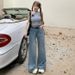 Minghai Vintage Distressed Wide-Leg Jeans For Women, 2025 Autumn New Style, Straight Loose Floor-Length Pants_ecoleips.com