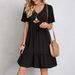 Women's Clothing Skirt Loose Casual Short Sleeved Waist Elegant Dress_ecoleips.com