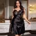 Dannilin Plus Size Faux Silk Slip Dress Spring Summer Sexy Print Simple Nightdress Women's Loungewear Sleepwear_ecoleips.com