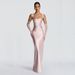 High-End Slim Fit Women's Halter Dress Sexy Pleated Long Skirt Tie-Up Bodycon Evening Banquet Dress for Export_ecoleips.com
