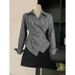 Women's Temperament Striped Shirt Autumn Style Long Sleeve Cardigan Shirt Wholesale_ecoleips.com