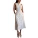 Women's Sleeveless Button Front A-Line Dress High Waist Summer Casual Elegant Wrap Dress Polyester Stretch Comfortable_ecoleips.com