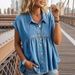 Women's Fashionable Comfortable Casual Commuter Faux Denim Top Spring Summer New_ecoleips.com