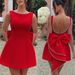 Aria Basics Aria Basics Foreign Trade European And American New Women's Pearl Bow Slim Fit Short Hot Girl Waist-Cinching Backless A-Line Solid_ecoleips.com
