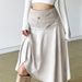 Verve 2025 Autumn New Women's Fashion Solid Color Loose Street Style High Waist Irregular Skirt_ecoleips.com