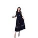 Women's Elegant Pleated Dress Solid Color Slimming Tummy Concealing Mesh Patchwork Magic Slim Dress For All Seasons_ecoleips.com