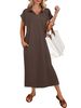 Women's Elegant Loose Polo Collar Knit Dress Long Slit Fashionable Spring Summer_ecoleips.com