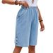 2025s 2025 New Cotton Linen Shorts Five-Point Women's Solid Color Straight Pants_ecoleips.com