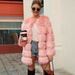 Luxury Faux Fox Fur Coat Women’s Long Trench Jacket – Elegant Winter Outerwear With Pockets (Black/Pink/Light Grey, S-XXXL)_ecoleips.com