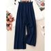 plus Size Straight Leg Casual Pants Summer Beach Style Solid Color Comfortable Loose Wide Leg Women's Clothing_ecoleips.com