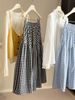 Women's Irregular Plaid Midi Skirt Spring Summer New Arrival Concealing Hips Wide A-Line Hem Bottoms_ecoleips.com