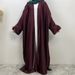 Hot Selling Fashionable Satin Diamond Trimmed Cardigan Muslim Style Batwing Sleeves Slits Loose Fit Abaya_ecoleips.com