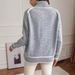 Women's Knit Sweater Long Sleeve High Neck Pullover Solid Color Loose Casual Fall Winter Tops_ecoleips.com
