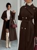 Women's Double Breasted Warm Woolen Coat Autumn Winter Fashion European American Style Hot Selling_ecoleips.com