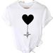 European And American Cross-border Foreign Trade Women's Clothing, Simple Heart-printed Round-neck Short-sleeve T-shirt_ecoleips.com