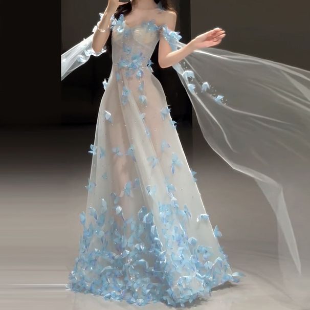 Ethereal Dreamy Light Wedding Dress Engagement Evening Gown Birthday Party Travel Photography Forest Themed Bridal Toast Robe Women's Clothing_ecoleips.com