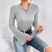 WG122 European And American New Spring Short Style Bell Long Sleeve Round Neck Simple T-shirt_ecoleips.com