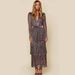 Elegant High-Waisted Floral Print Maxi Dress With Asymmetrical Hem For Work & Evening Wear Artistic Asymmetrical Hem_ecoleips.com