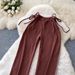 Women's High-Waisted Slim-Fit Casual Pants Summer Shoulder Strap Detail Flattering Silhouette for Slimmer Hips_ecoleips.com