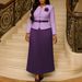 Elegant Women's Winter Suit Set Blazer Long Skirt with Belt And Brooch S-XXXL Navy Wine Purple_ecoleips.com