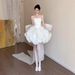 French-style Light Wedding Dress For Petite Women, Elegant Strapless Robe, Sweet White Banquet Reception Dress, Puffy_ecoleips.com