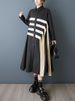 Patchwork Contrast Color Oversized Shirt Dresses For Women New Long Sleeve Loose Casual Vintage Dress Clothes Spring Autumn 2026_ecoleips.com