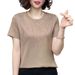 Short-sleeved T-shirt For Women's Middle-aged Versatile New Foreign-style Mother Age-reducing Fashion Casual Loose And Thin Summer Top For Women_ecoleips.com