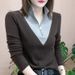 Unique Design Top 2026 Autumn/Winter German Fleece Patchwork Color Stand-Up Collar Long-Sleeved, Slimming And Warm Base_ecoleips.com
