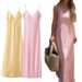 Cross-border Foreign Trade European And American Style Women's French Silk Satin Texture Sleeveless Midi Dress_ecoleips.com