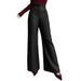 Voya European American Style Black High Women's Suit Pants,slimming Versatile,suitable For Workplace Commuting,High-end Straight-leg Flared Trousers_ecoleips.com