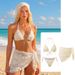 New European American Style Women's Swimwear, Pure And Alluring Bikini Three-piece Set With Lace Sexy Cover-up Skirt,_ecoleips.com