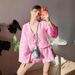 Women's Clothing Pure Cotton Bandage Cardigan Shorts Suit Loose Casual Shorts Suit_ecoleips.com