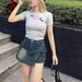 AC151 Bowknot Letter Print 2025 Summer New Slim Fit Korean Design Pullover Short Sleeve T-shirt For Women_ecoleips.com