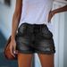 Aria Basics Aria Basics 2025 European And American Spring Summer New Washed Ripped Bleached High Waist Slim Fit Women's Denim Shorts In_ecoleips.com