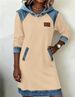 Trendy Color-Block Hooded Sweatshirt For Women – Oversized Streetwear Pullover With Contrast Hood & Drop Shoulder Sleeves_ecoleips.com