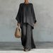 In Stock 2026 European American Cross-border New Women's Simple Loose Linen Blend Shirt And Wide-leg Pants Set In White_ecoleips.com