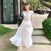 Verve 2025 Swimwear New White Pure Desire Fishnet Ruffle One-Piece Swimsuit Set For Women 25269_ecoleips.com