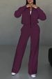 Women’s Clothing New Style Autumn and Winter Women's Casual Zipper Jacket Wide Leg Pants Two piece Set_ecoleips.com