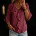 2026 Spring/Summer New European And American Fashion V-neck Ruffled Loose Blouse For Cross-Border Trade_ecoleips.com